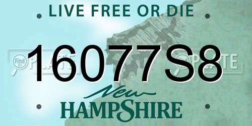 16077S8 New Hampshire License Plate