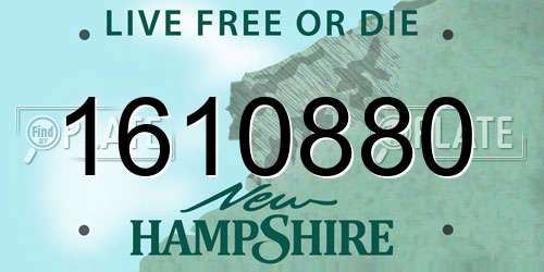 1610880 New Hampshire License Plate