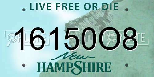 16150O8 New Hampshire License Plate