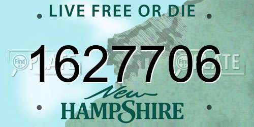 1627706 New Hampshire License Plate