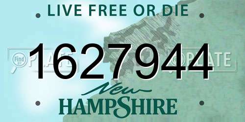 1627944 New Hampshire License Plate