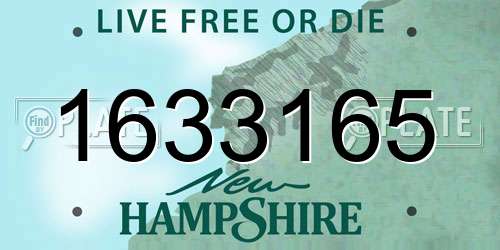 1633165 New Hampshire License Plate