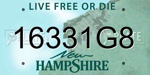 16331G8 New Hampshire License Plate