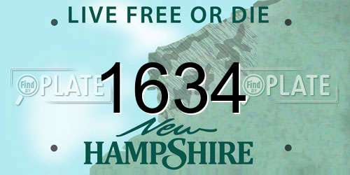 1634 New Hampshire License Plate