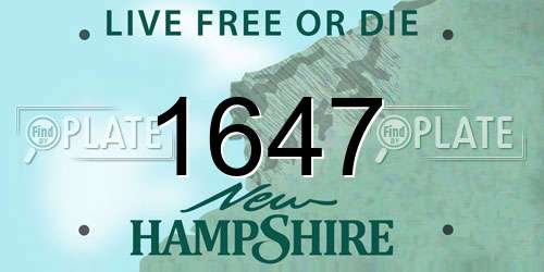1647 New Hampshire License Plate