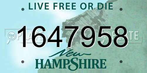 1647958 New Hampshire License Plate