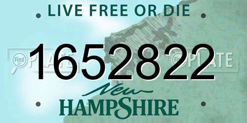 1652822 New Hampshire License Plate