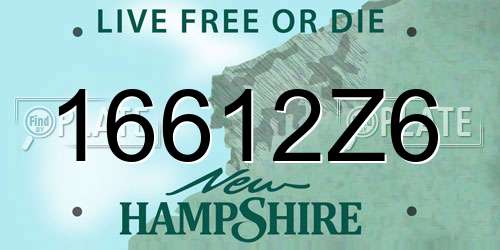 16612Z6 New Hampshire License Plate
