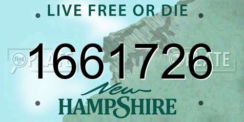1661726 New Hampshire License Plate