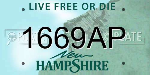 1669AP New Hampshire License Plate