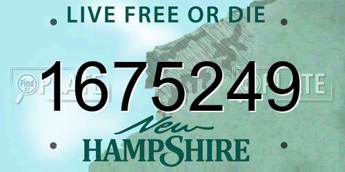 1675249 New Hampshire License Plate