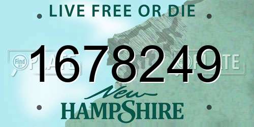 1678249 New Hampshire License Plate