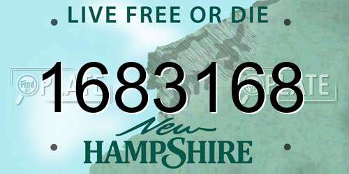 1683168 New Hampshire License Plate