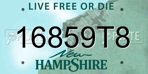 16859T8 New Hampshire License Plate