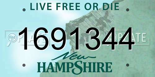1691344 New Hampshire License Plate