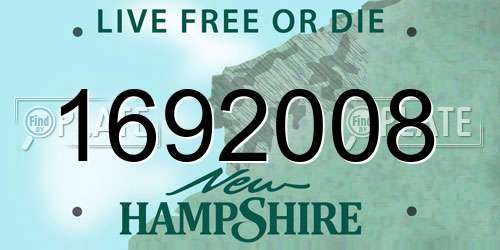 1692008 New Hampshire License Plate