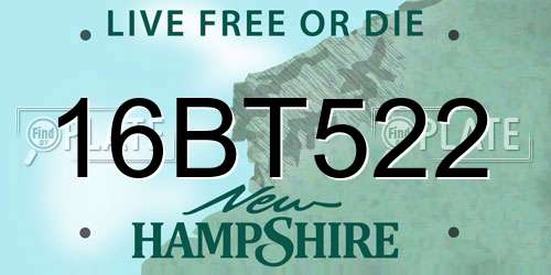 16BT522 New Hampshire License Plate