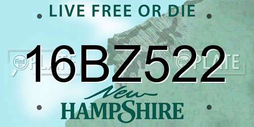 16BZ522 New Hampshire License Plate