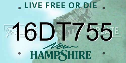 16DT755 New Hampshire License Plate