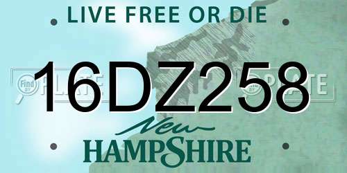 16DZ258 New Hampshire License Plate