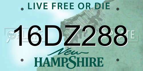 16DZ288 New Hampshire License Plate