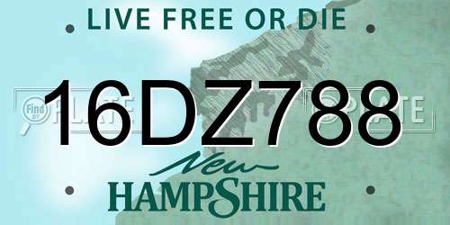 16DZ788 New Hampshire License Plate