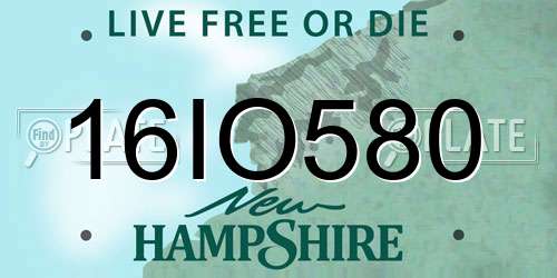 16IO580 New Hampshire License Plate