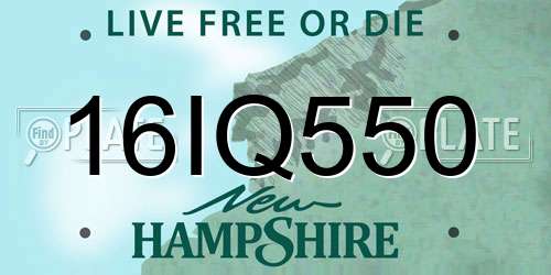 16IQ550 New Hampshire License Plate