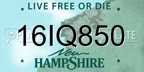 16IQ850 New Hampshire License Plate