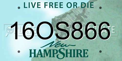 16OS866 New Hampshire License Plate