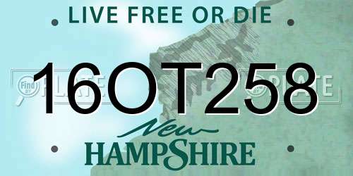 16OT258 New Hampshire License Plate