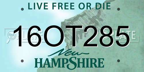 16OT285 New Hampshire License Plate