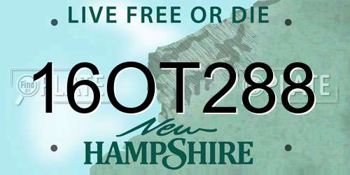 16OT288 New Hampshire License Plate