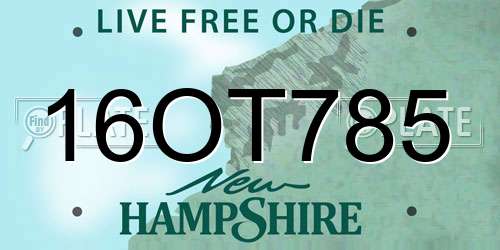 16OT785 New Hampshire License Plate