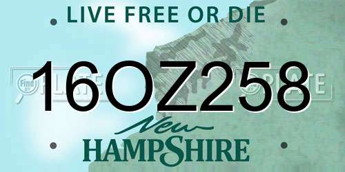 16OZ258 New Hampshire License Plate