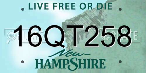 16QT258 New Hampshire License Plate