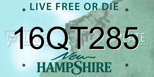 16QT285 New Hampshire License Plate