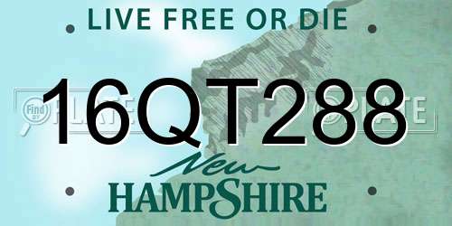 16QT288 New Hampshire License Plate