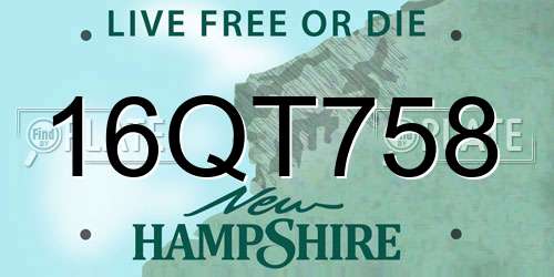 16QT758 New Hampshire License Plate