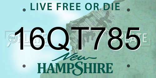 16QT785 New Hampshire License Plate