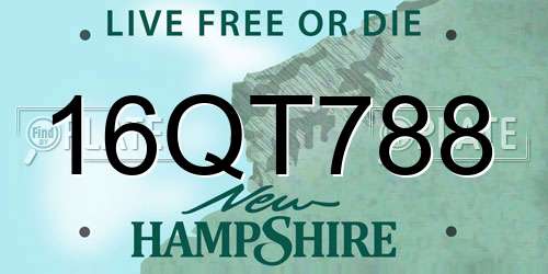 16QT788 New Hampshire License Plate