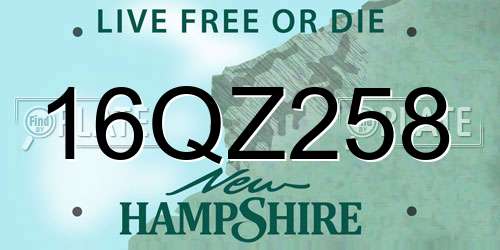16QZ258 New Hampshire License Plate