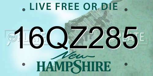 16QZ285 New Hampshire License Plate