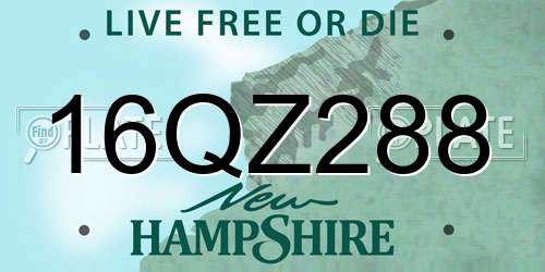 16QZ288 New Hampshire License Plate