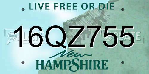 16QZ755 New Hampshire License Plate