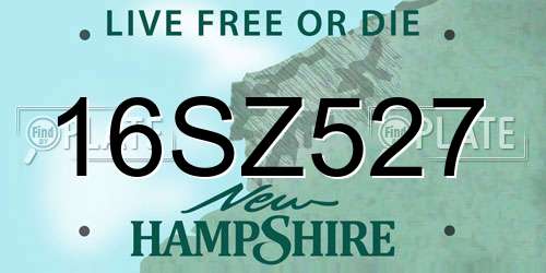 16SZ527 New Hampshire License Plate