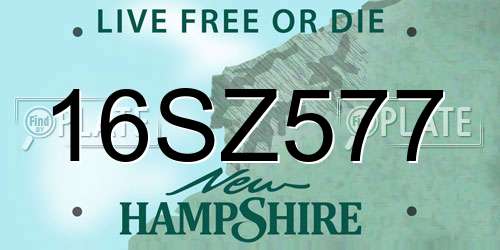 16SZ577 New Hampshire License Plate