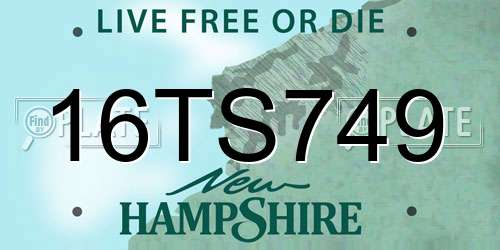 16TS749 New Hampshire License Plate
