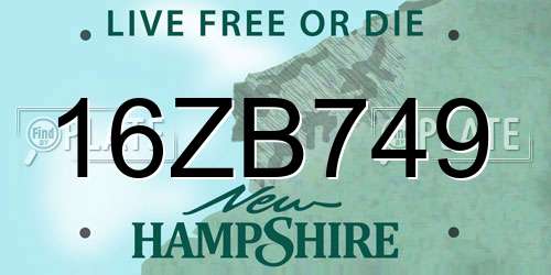 16ZB749 New Hampshire License Plate