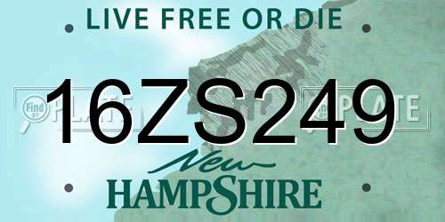 16ZS249 New Hampshire License Plate